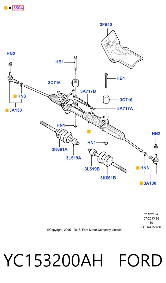 Рулевая рейка YC153200AH Ford