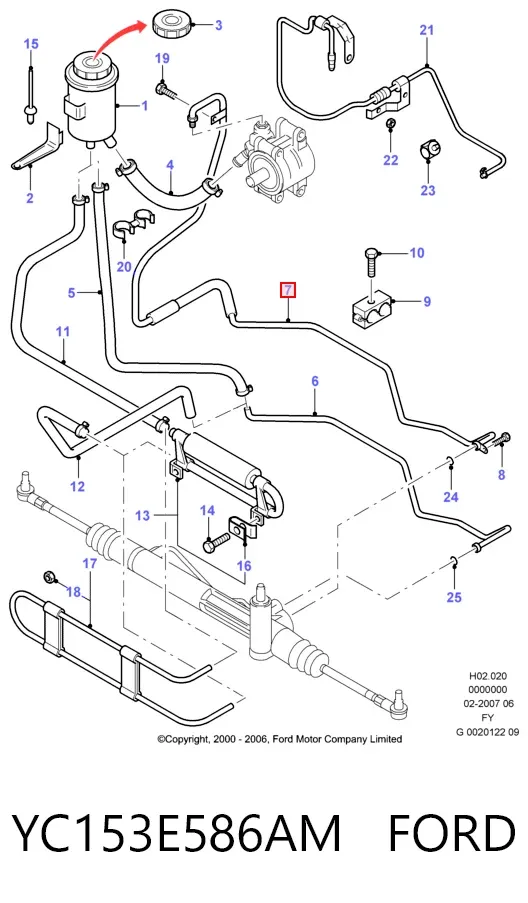 Шланг ГУР высокого давления YC153E586AM Ford