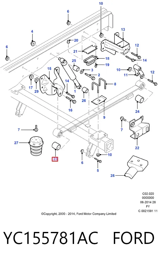Сайлентблок задней рессоры передний YC155781AC Ford