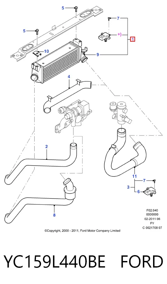Интеркулер YC159L440BE Ford