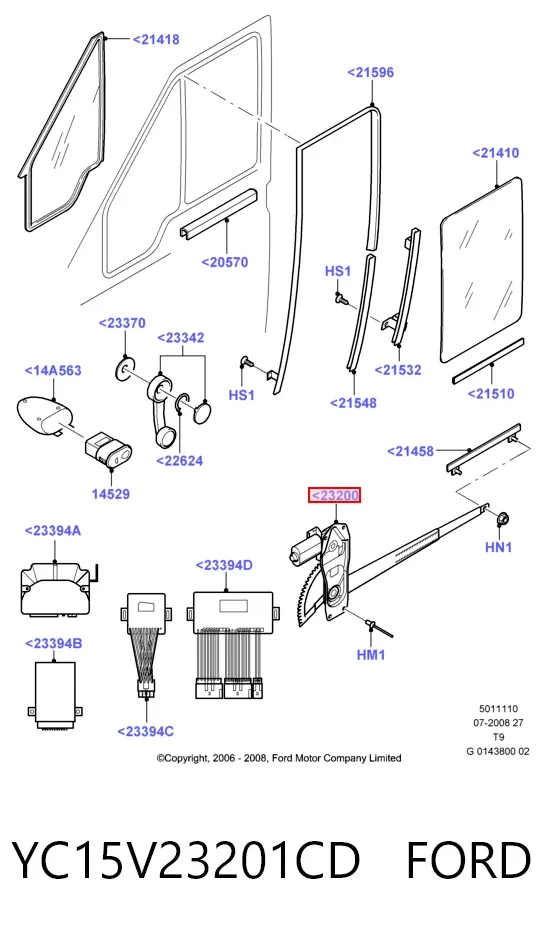 Стеклоподъемник передней левой двери YC15V23201CD Ford