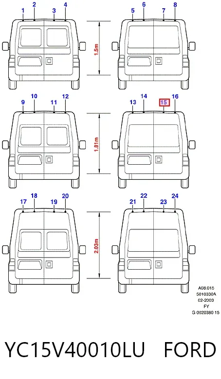 Дверь фургона задняя распашная правая YC15V40010LU Ford