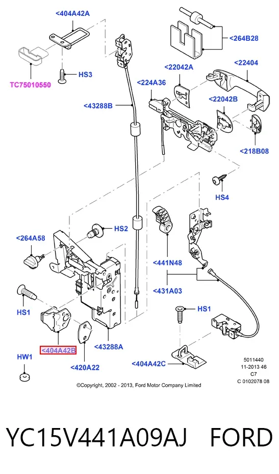 Петля-зацеп (ответная часть) замка двери задней YC15V441A09AJ Ford