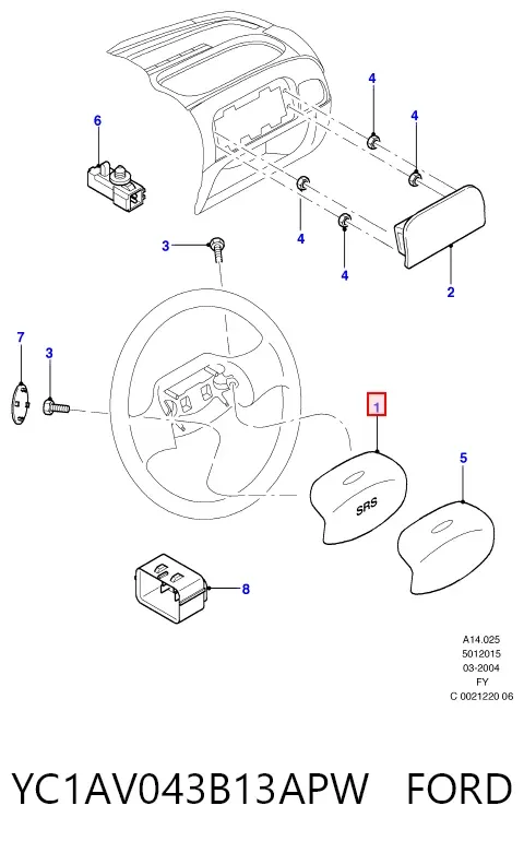 Подушка безопасности водителя YC1AV043B13APW Ford
