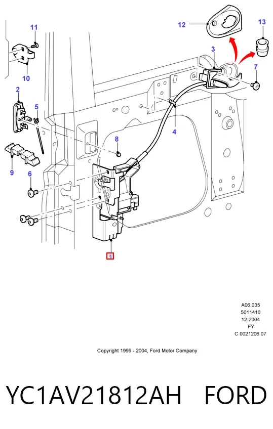 Замок передней правой двери YC1AV21812AH Ford