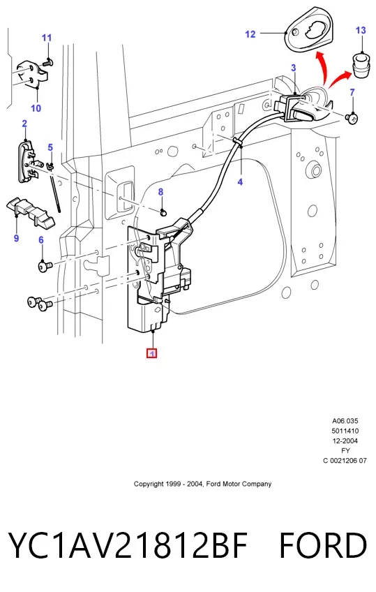 Замок передней правой двери YC1AV21812BF Ford