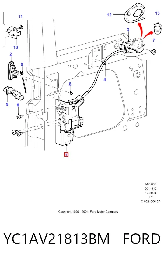Замок водительской двери YC1AV21813BM Ford