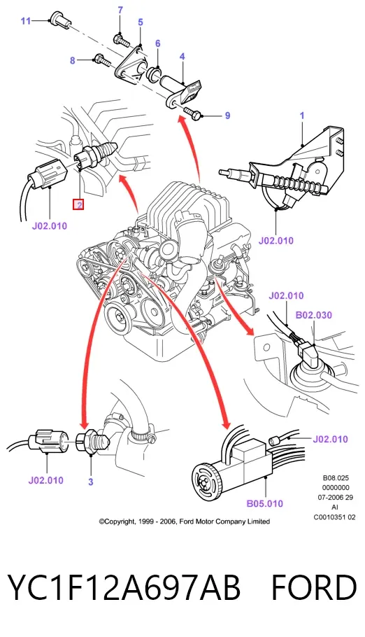 Датчик температуры всасываемого воздуха YC1F12A697AB Ford