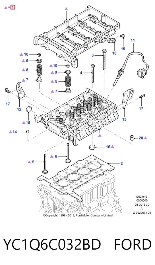 ГБЦ YC1Q6C032BD Ford