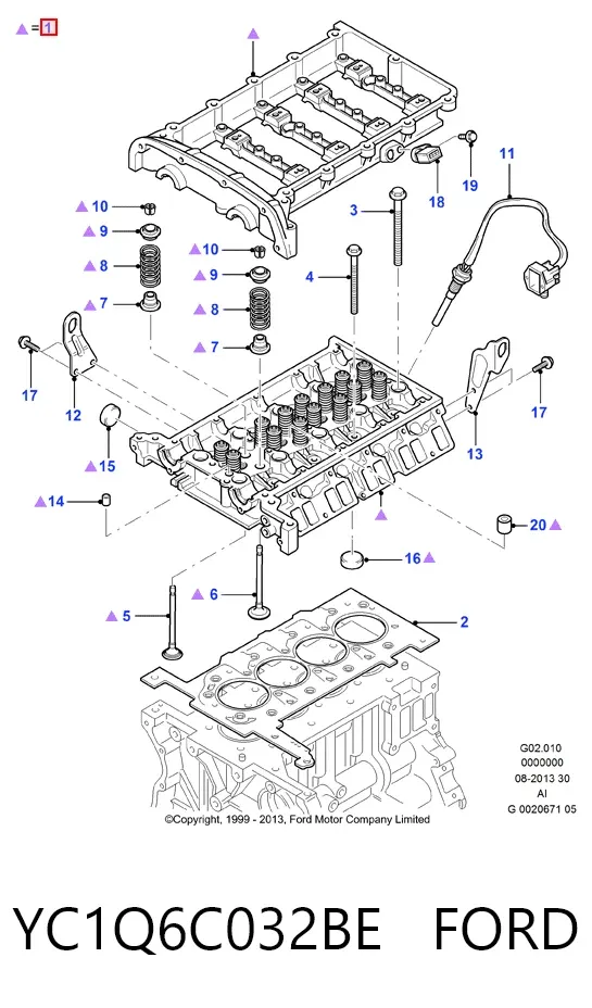 ГБЦ YC1Q6C032BE Ford