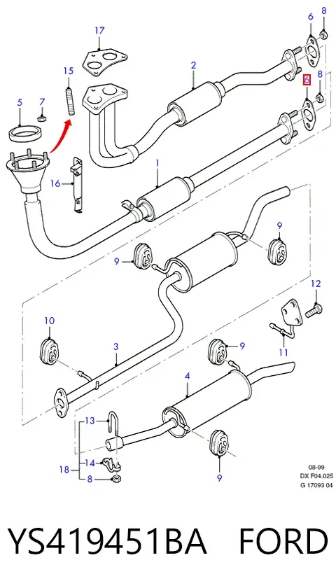 Прокладка глушителя YS419451BA Ford