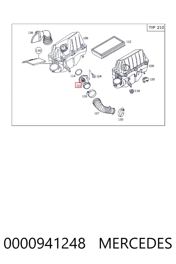 Датчик массового расхода воздуха Mercedes A0000941248 цена, от 34.71 USD
