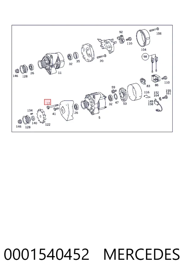 Крышка генератора задняя A0001540452 Mercedes