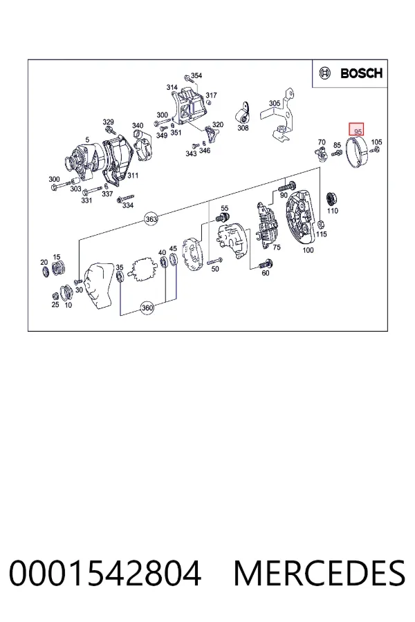 A0001542804 Mercedes Крышка генератора задняя