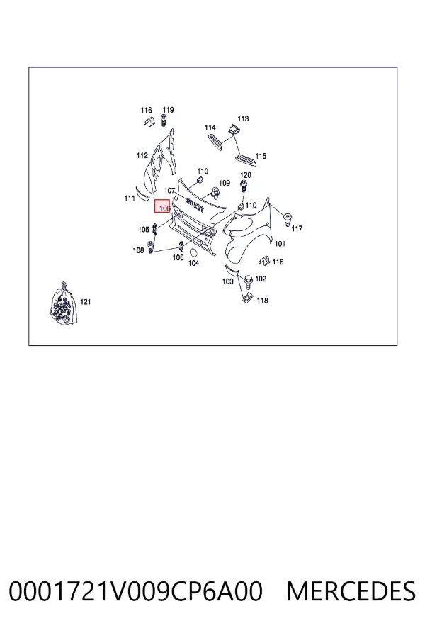 Q0001721V009CP6A00 Mercedes Центр переднего бампера