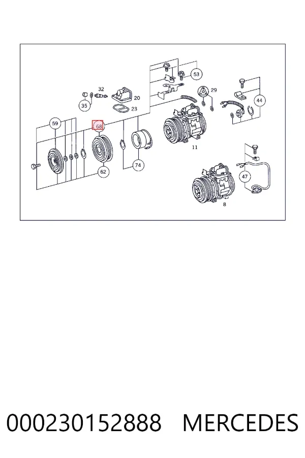 Шкив компрессора кондиционера A0002301528 Mercedes