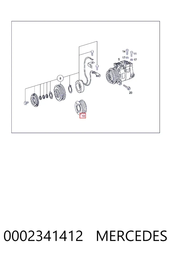 Купить A0002341412 Mercedes Шкив компрессора кондиционера