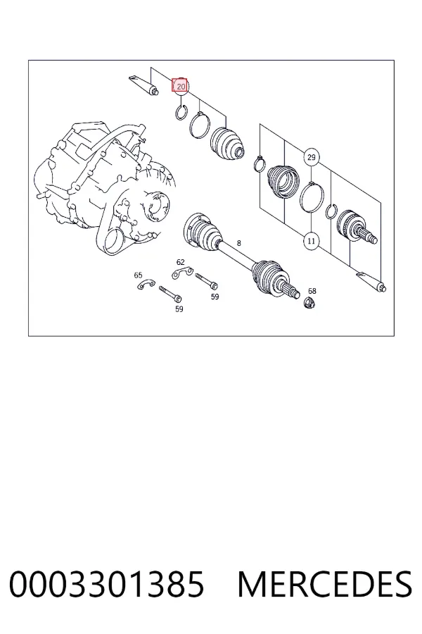 A0003301385 Mercedes Пыльник ШРУСа задней полуоси внутренний