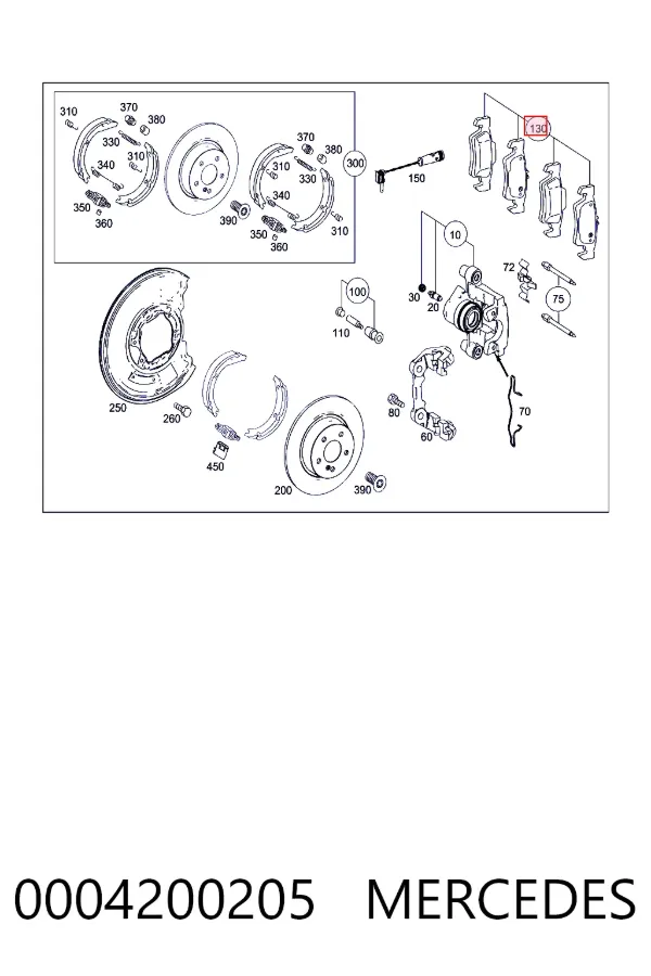 Задние тормозные колодки 0004200205 Mercedes