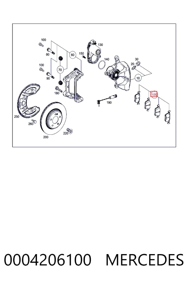 Колодки дисковые  Mercedes A0004206100 цена, от 65.07 USD
