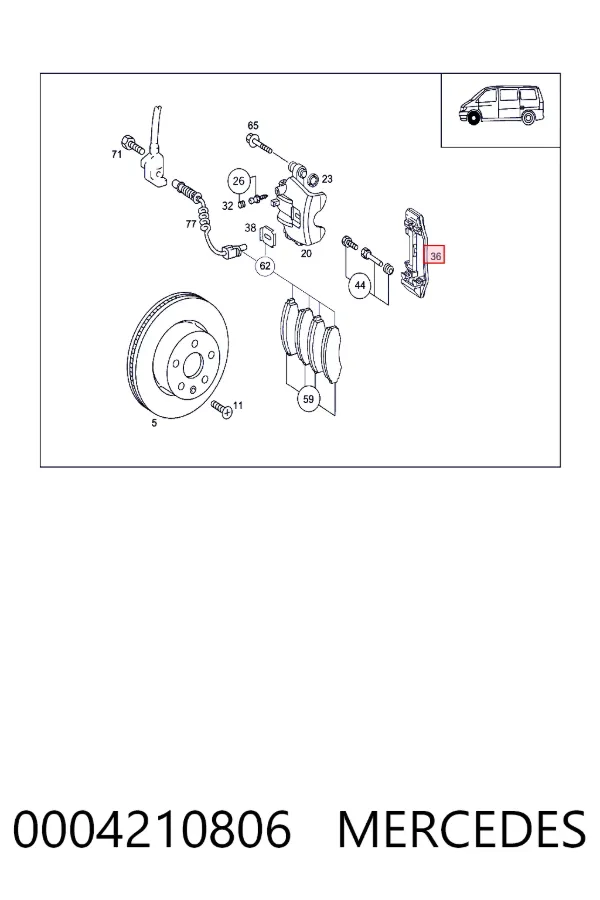 Кронштейн суппорта Mercedes A0004210806 цена, от 16.95 USD
