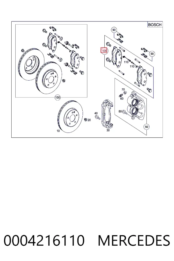 Передние тормозные колодки 0004216110 Mercedes