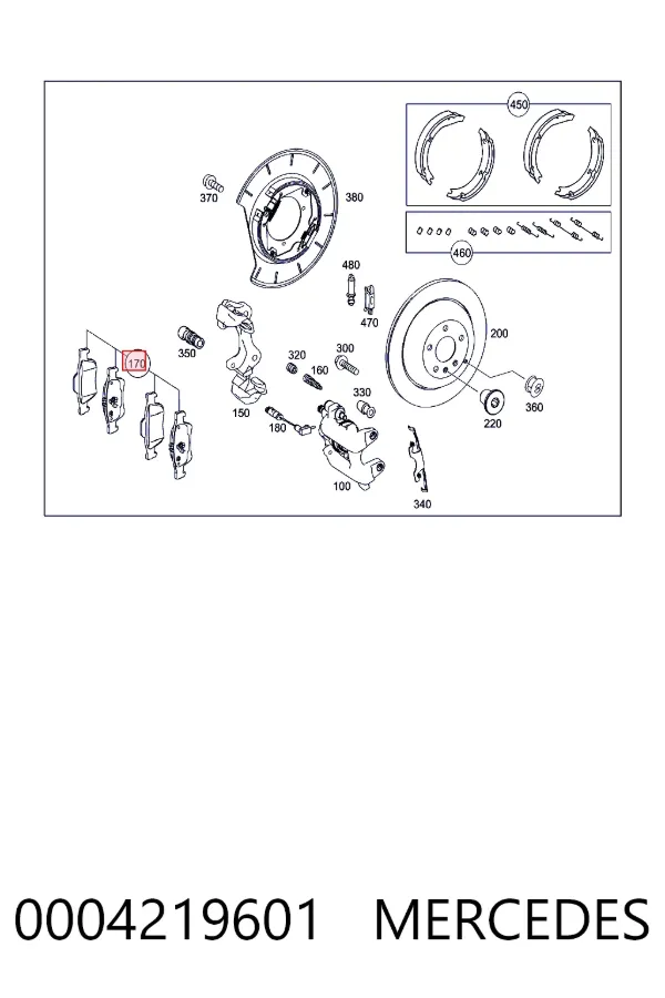Задние тормозные колодки 0004219601 Mercedes