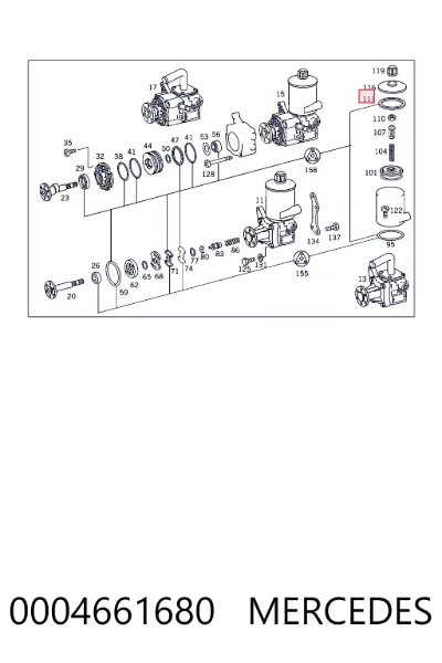 Уплотнительное кольцо бачка ГУР MERCEDES 0004661680