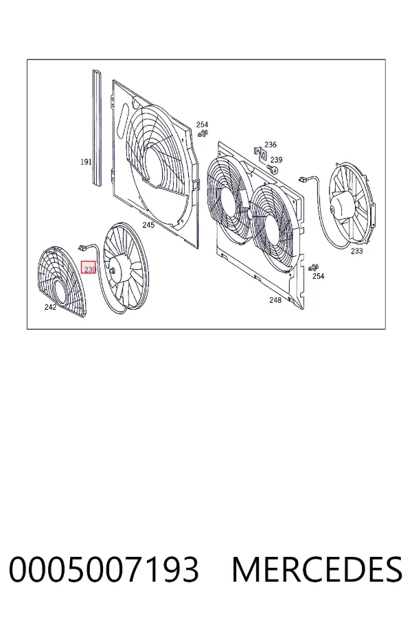 Электровентилятор кондиционера в сборе Mercedes A0005007193