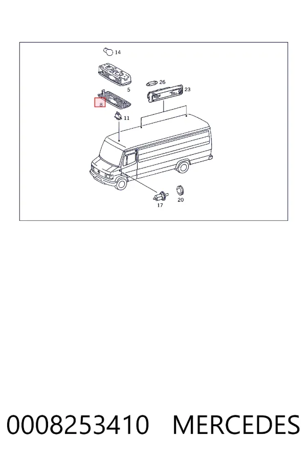 Стекло фонаря заднего Mercedes A0008253410 цена, от  