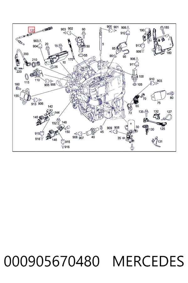 A0009056704 Mercedes Датчик температуры отработавших газов (ОГ), перед турбиной