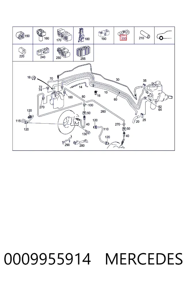A0009955914 Mercedes Скоба тормозной трубки