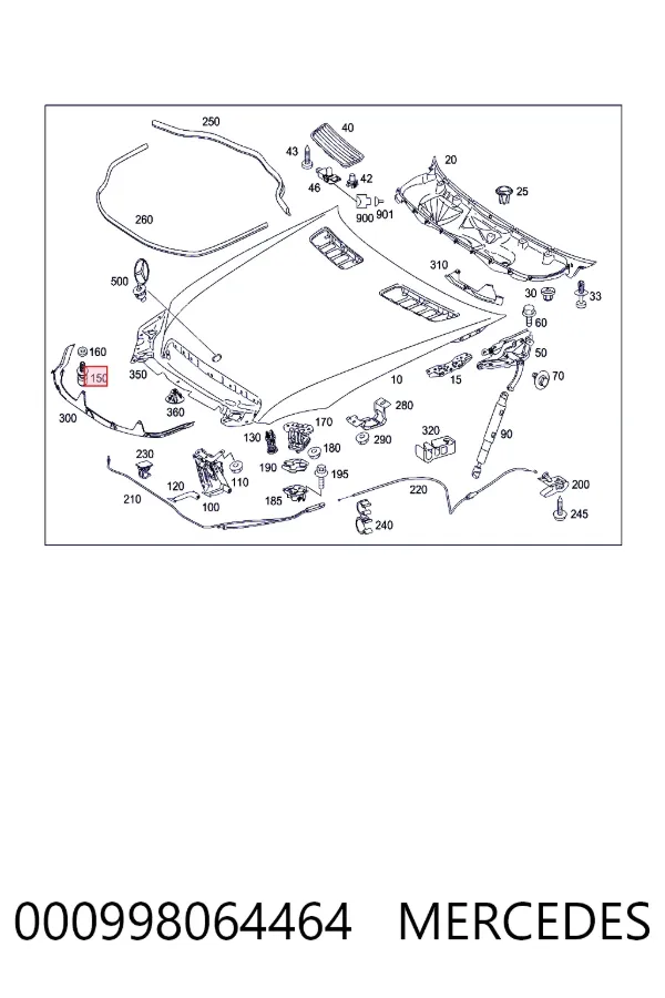 Отбойник капота Mercedes A0009980644
