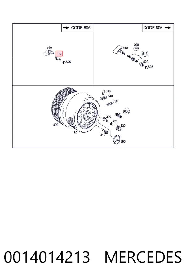 Датчик давления в шинах 0014014213 Mercedes