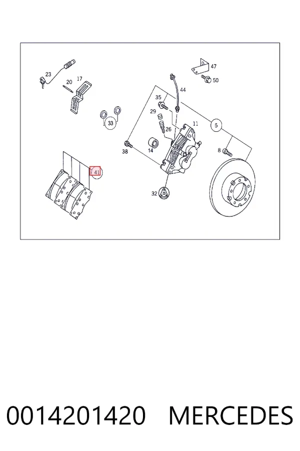 Передние тормозные колодки 0014201420 Mercedes