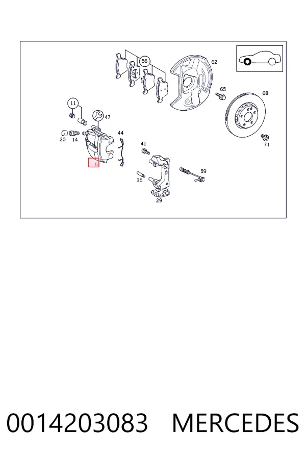 Купить A0014203083 Mercedes Суппорт тормозной передний правый