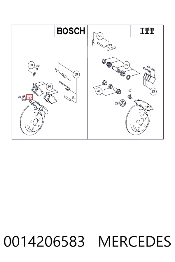 Суппорт задний левый 0014206583 Mercedes