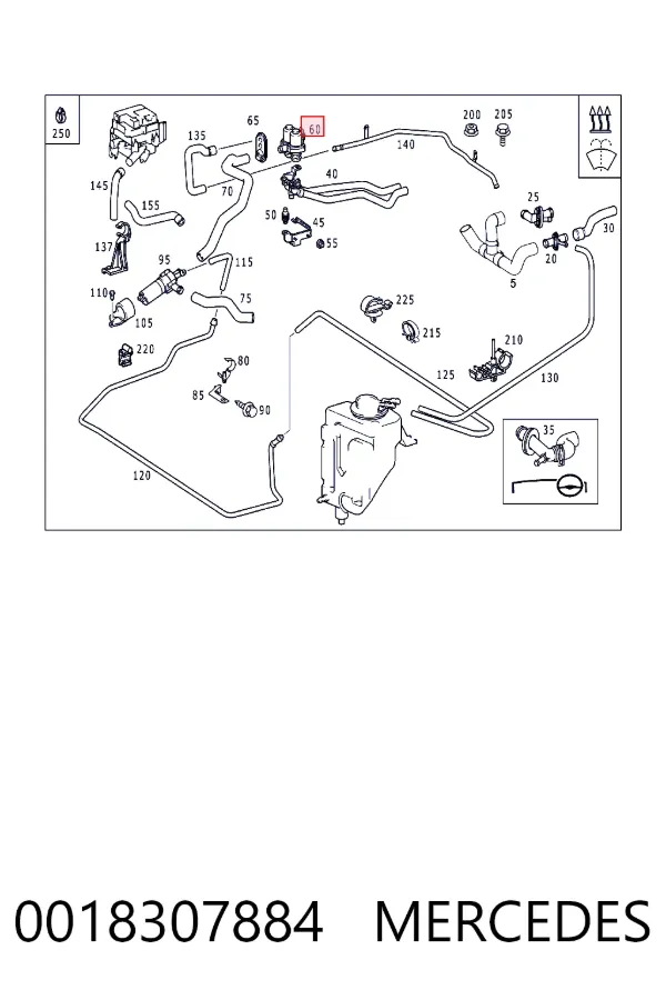 Кран печки A0018307884 Mercedes