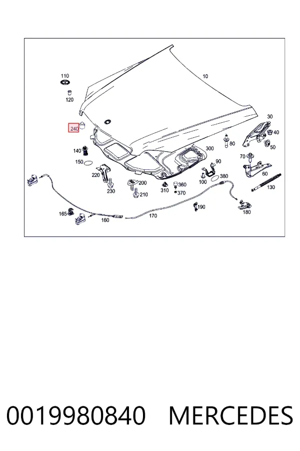 Отбойник капота Mercedes A0019980840 цена, от 9.45 USD