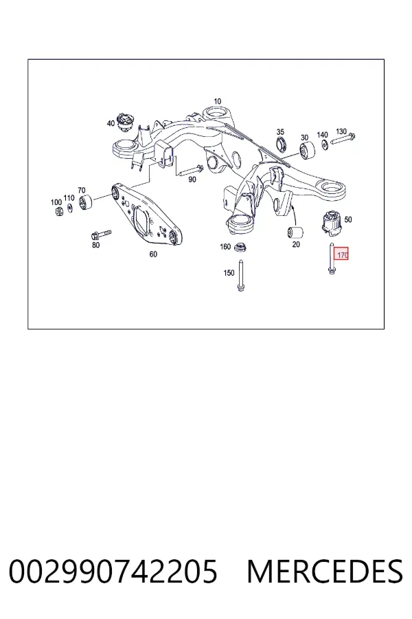 Болт крепления задней балки (подрамника) Mercedes A002990742205 цена, от 37.02 USD