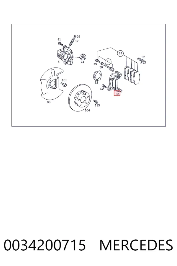 Ремкомплект переднего суппорта 0034200715 Mercedes