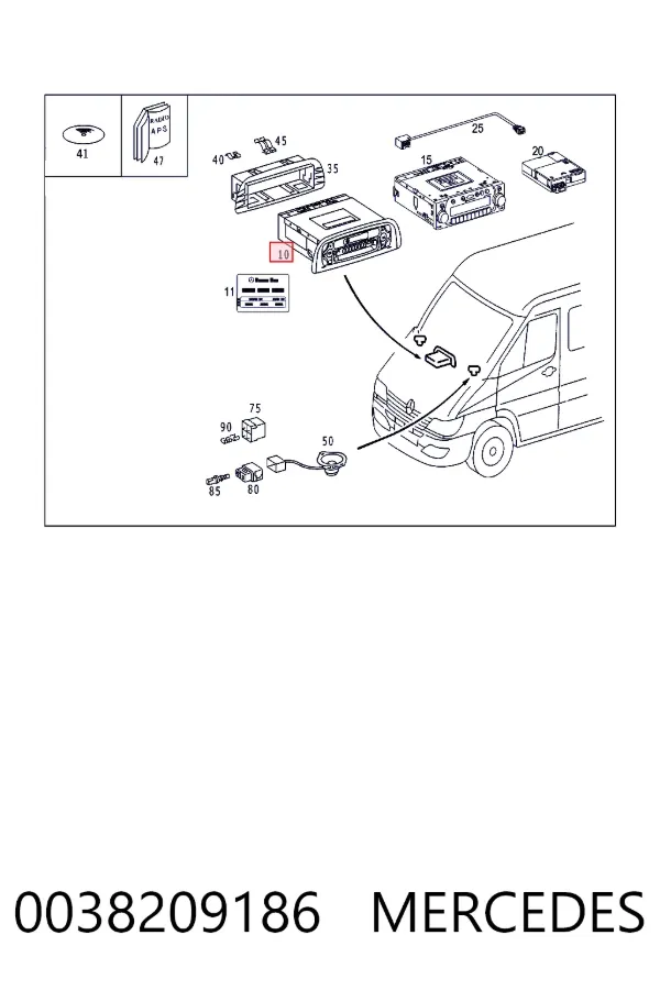 Магнитола (радио AM/FM) Mercedes A0038209186 цена, от 19.22 USD