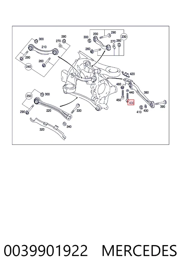 Болт крепления заднего нижнего рычага, наружный 0039901922 Mercedes