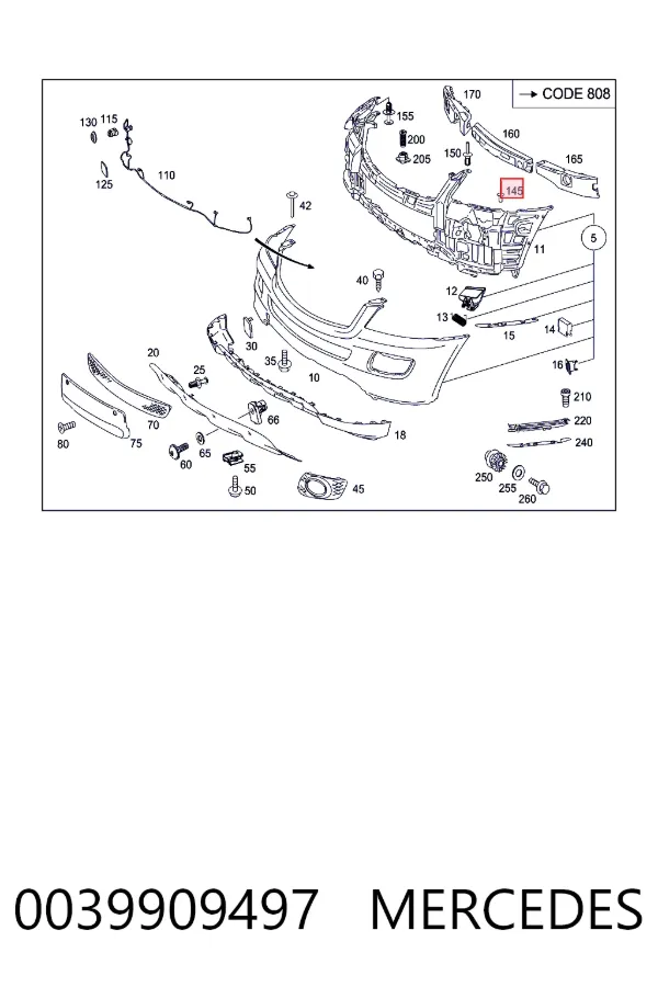Пистон крепления подкрылок A0039909497 Mercedes