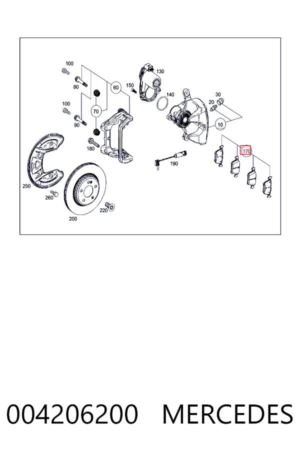 Задние дисковые колодки Mercedes A0004206200