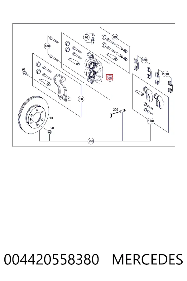 Супорт тормзной Mercedes A0044205583 цена, от 61.49 USD