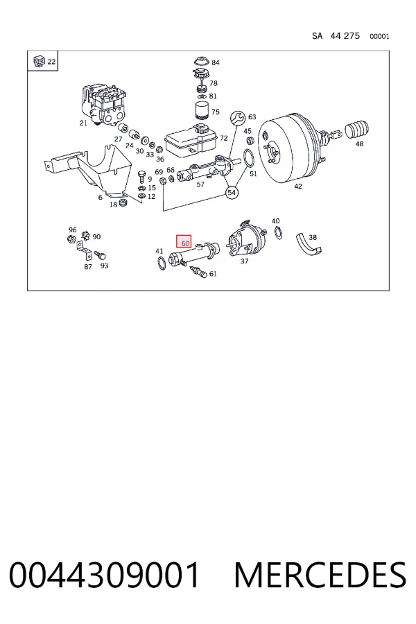 Цилиндр главный тормоза (гидротормозов) Mercedes A0044309001 цена, от 1076.53 USD