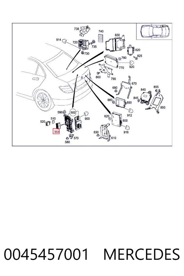 Купить A0045457001 Mercedes Блок предохранителей задний салонный
