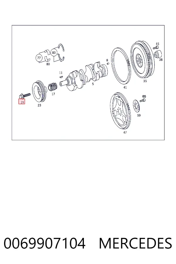 Болт шкива коленвала Mercedes A0069907104 цена, от 33.22 USD