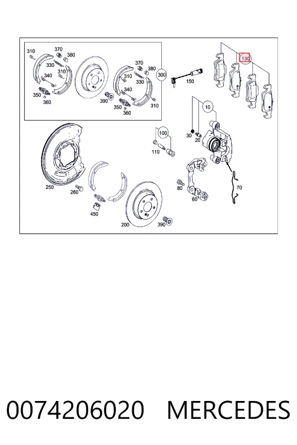 Купить A0074206020 Mercedes Колодки тормозные задние, дисковые